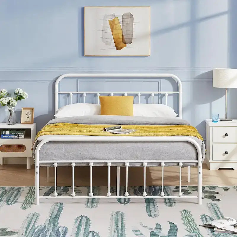 Javlergo Metal Platform Bed Frame with Headboard and Footboard, No Box Spring Needed