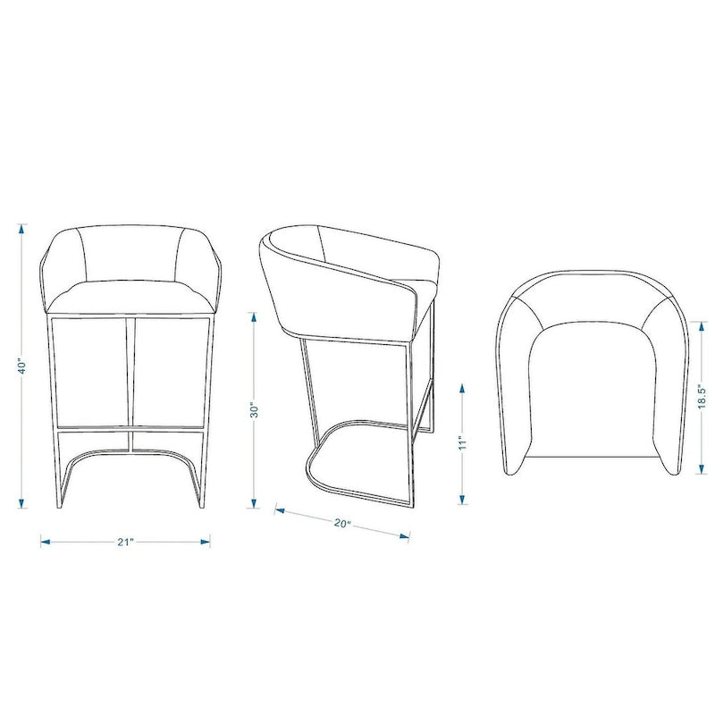 Manhattan Comfort Louvre Mid-Century Modern Leatherette Upholstered Counter Barstool