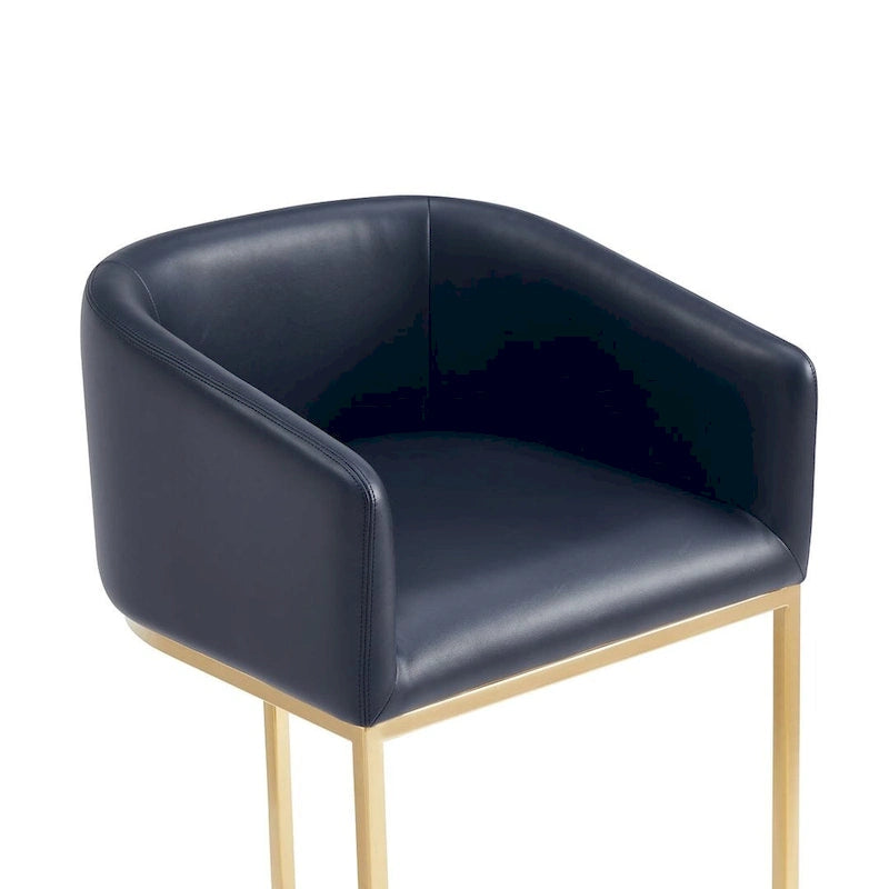 Manhattan Comfort Louvre Mid-Century Modern Leatherette Upholstered Counter Barstool