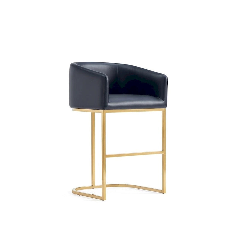 Manhattan Comfort Louvre Mid-Century Modern Leatherette Upholstered Counter Barstool