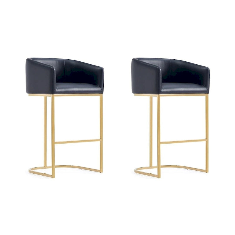 Manhattan Comfort Louvre Mid-Century Modern Leatherette Upholstered Counter Barstool