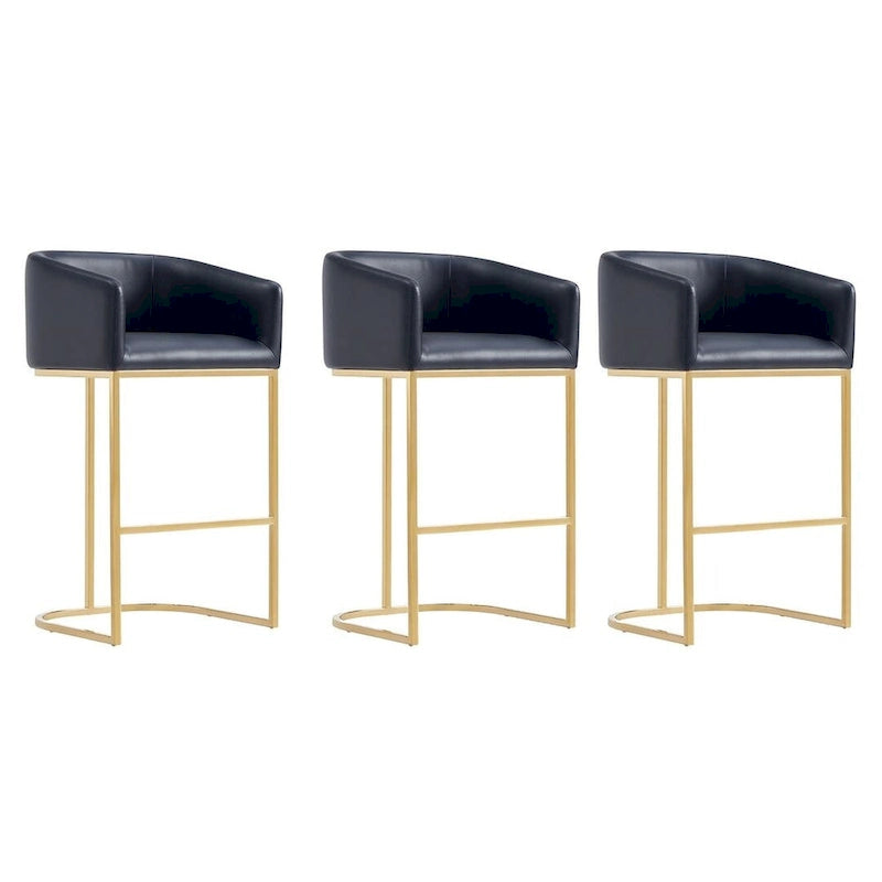 Manhattan Comfort Louvre Mid-Century Modern Leatherette Upholstered Counter Barstool