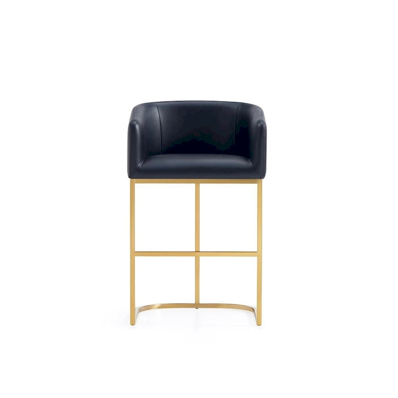 Manhattan Comfort Louvre Mid-Century Modern Leatherette Upholstered Counter Barstool