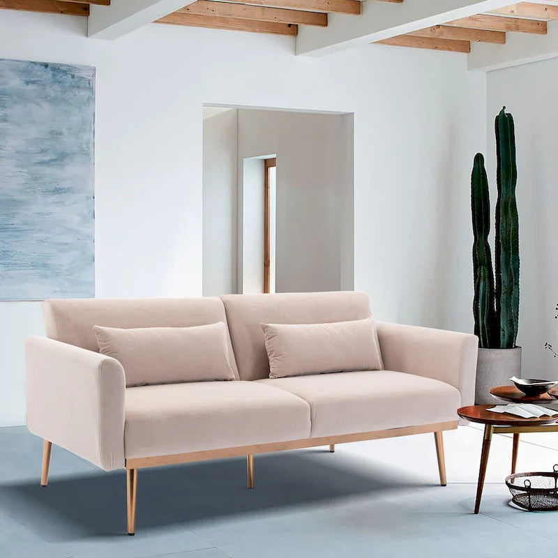 Clihome Biscuit Back Convertible Sofa with Mattress