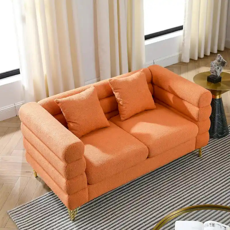 Oversized 2-Seater Deep Seating Loveseat Sofa with 2 Pillows