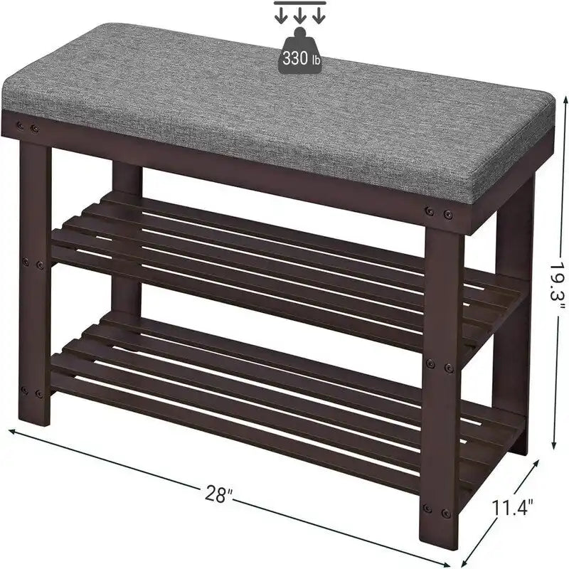 3-Tier Shoe Rack - 11.4D x 28W x 19.3H