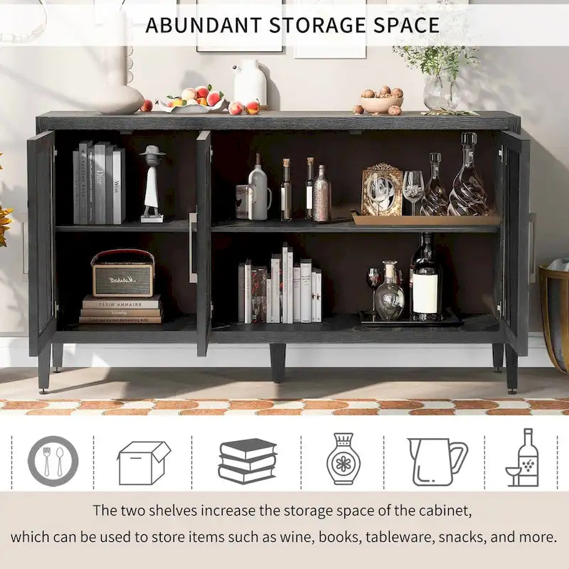 34 Tall MDF 3-door Accent Cabinet with Adjustable Shelf
