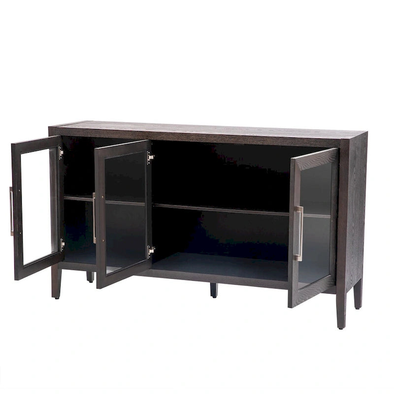 34 Tall MDF 3-door Accent Cabinet with Adjustable Shelf