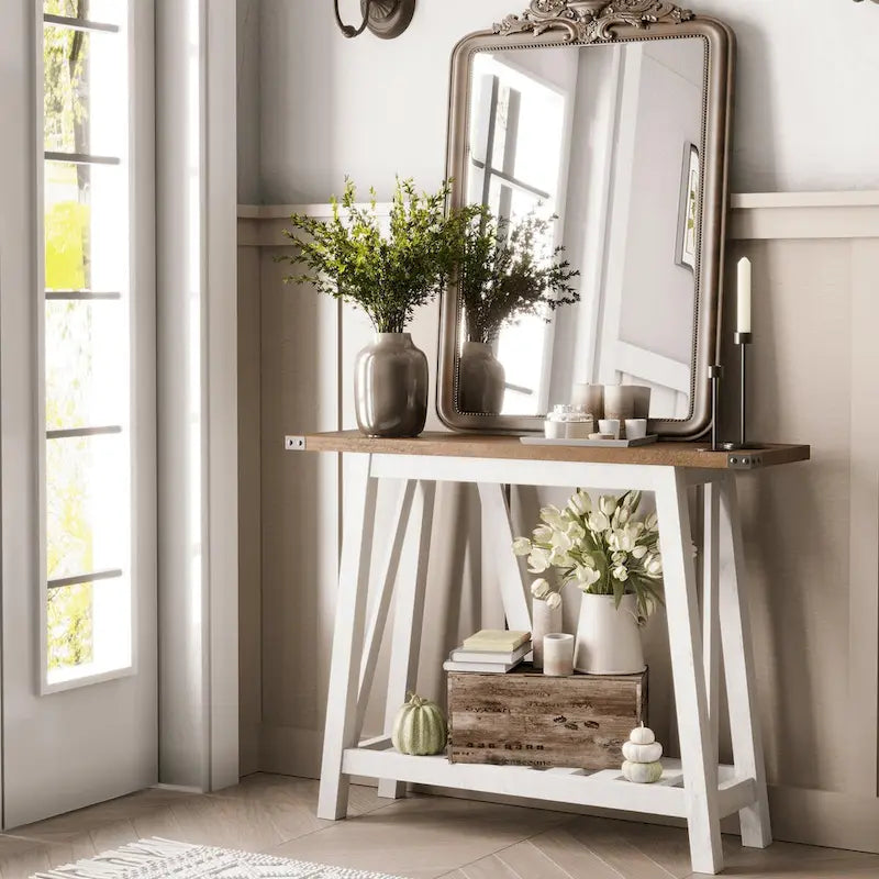 Crestlive Console Table, Entryway Table, Sofa Table with 2-Tier Storage