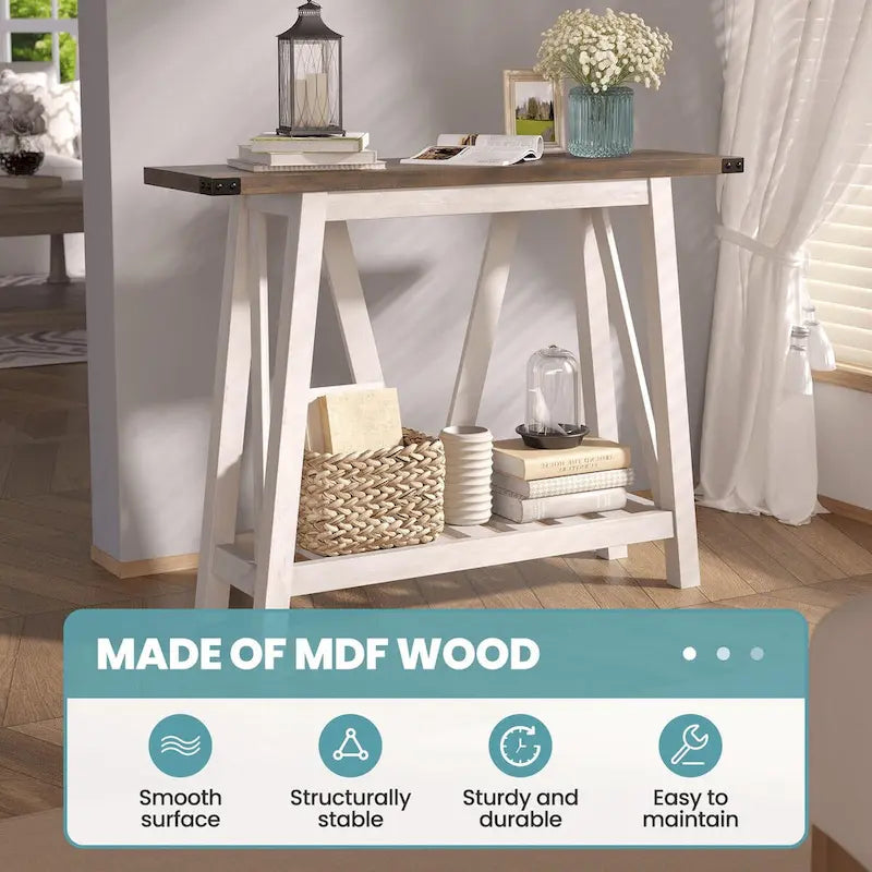 Crestlive Console Table, Entryway Table, Sofa Table with 2-Tier Storage