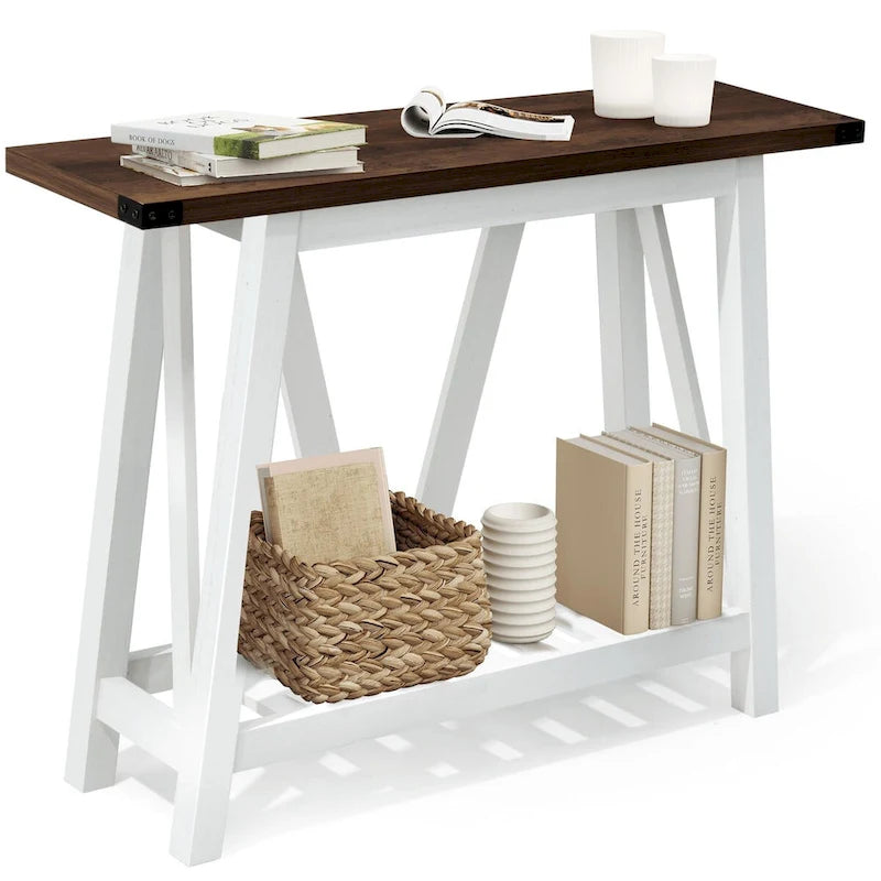 Crestlive Console Table, Entryway Table, Sofa Table with 2-Tier Storage