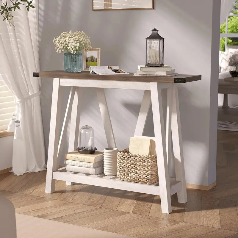 Crestlive Console Table, Entryway Table, Sofa Table with 2-Tier Storage