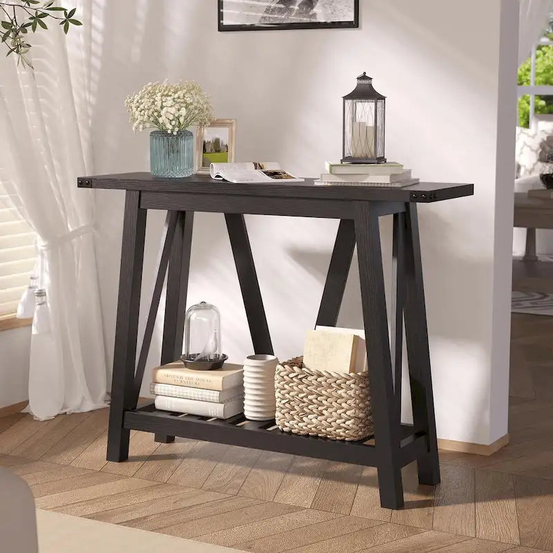 Crestlive Console Table, Entryway Table, Sofa Table with 2-Tier Storage