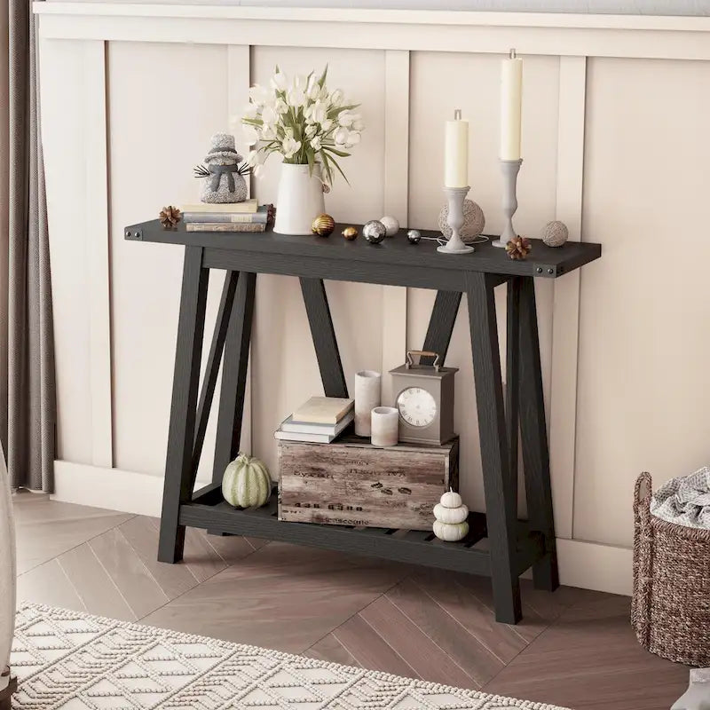 Crestlive Console Table, Entryway Table, Sofa Table with 2-Tier Storage