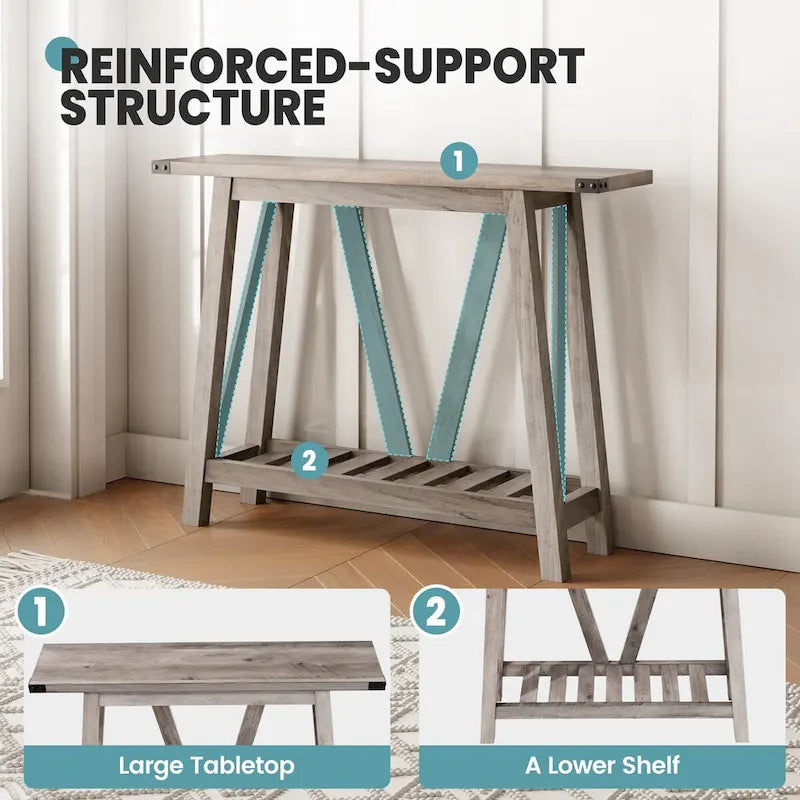 Crestlive Console Table, Entryway Table, Sofa Table with 2-Tier Storage