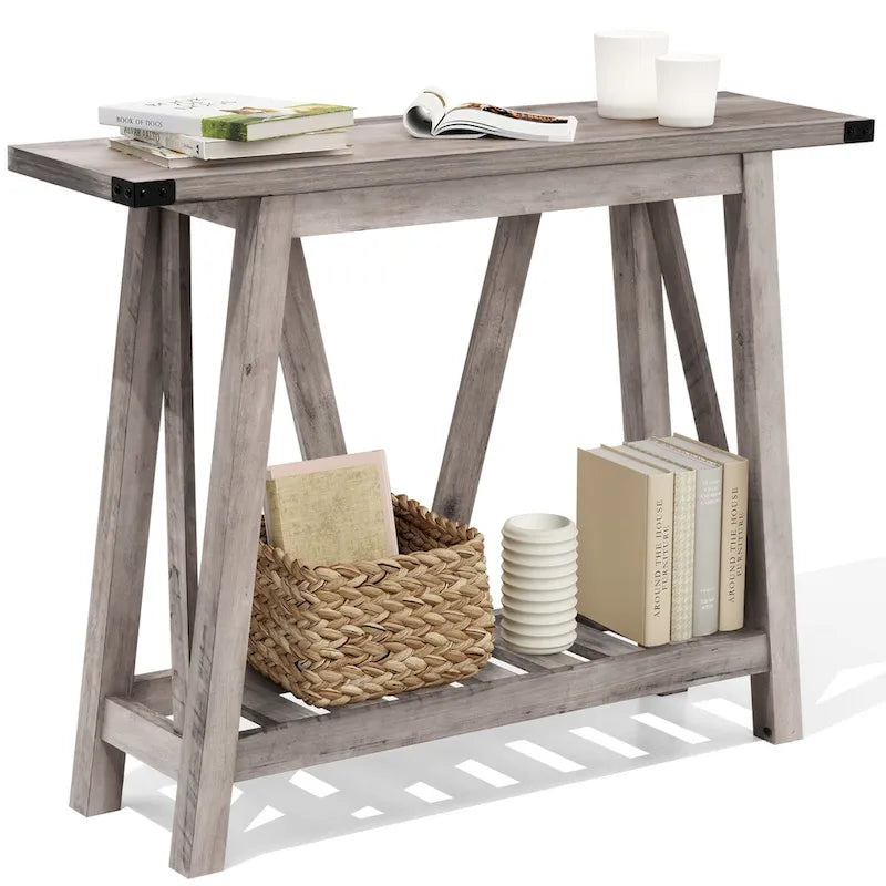 Crestlive Console Table, Entryway Table, Sofa Table with 2-Tier Storage