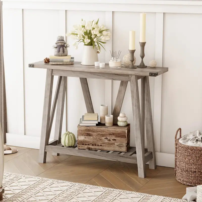 Crestlive Console Table, Entryway Table, Sofa Table with 2-Tier Storage