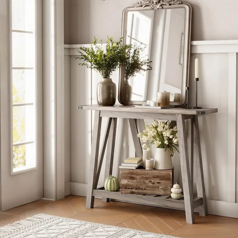Crestlive Console Table, Entryway Table, Sofa Table with 2-Tier Storage