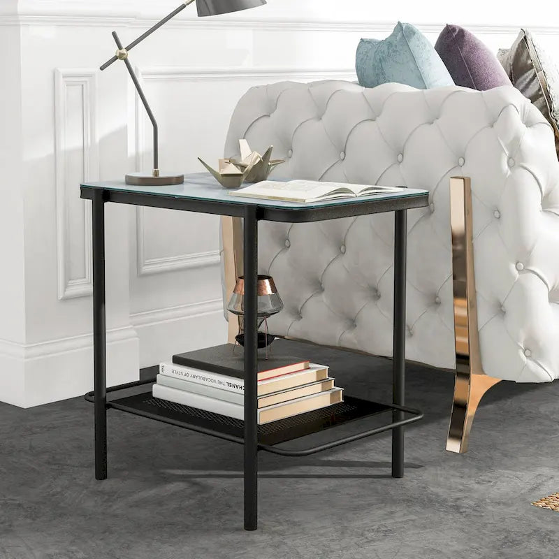 Puetz Contemporary White Glass Top 3-Piece Coffee Table Set by Furniture of America