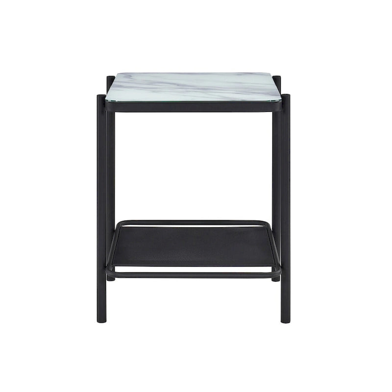 Puetz Contemporary White Glass Top 3-Piece Coffee Table Set by Furniture of America