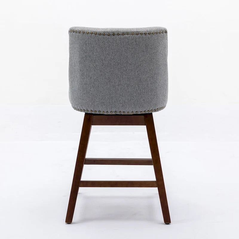 Counter Height Swivel Barstools, 26 H Seat Height Upholstered Bar Stools Set of 2, Fabric