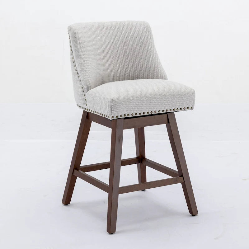 Counter Height Swivel Barstools, 26 H Seat Height Upholstered Bar Stools Set of 2, Fabric