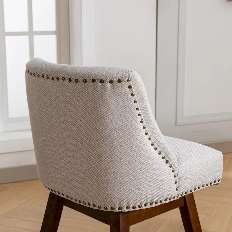 Counter Height Swivel Barstools, 26 H Seat Height Upholstered Bar Stools Set of 2, Fabric