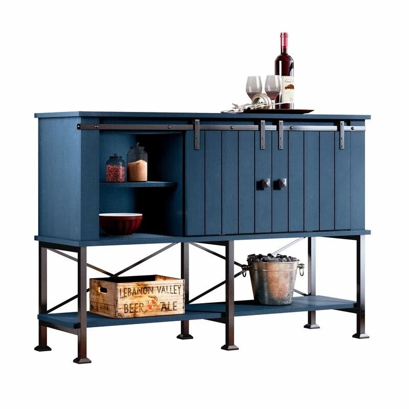 52 inch Wine Cabinet with Barn Door & Adjustable Shelves - 52 W x 38 D x 15.5 H