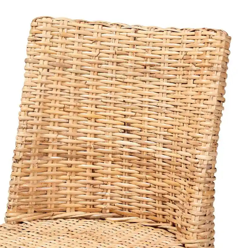 bali & pari Rowen Bohemian Light Honey Kubu Rattan and Mahogany Wood Dining Chair