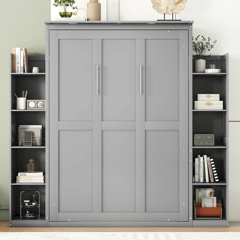 Queen Size Murphy Bed with Shelves