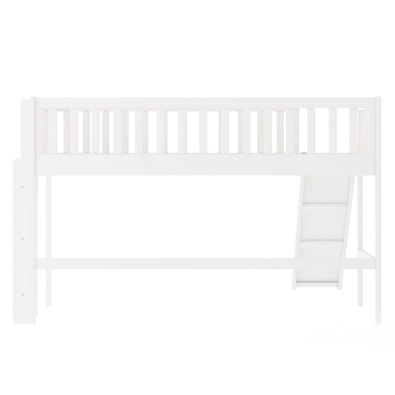 Low Loft Bed with Ladder and Slide