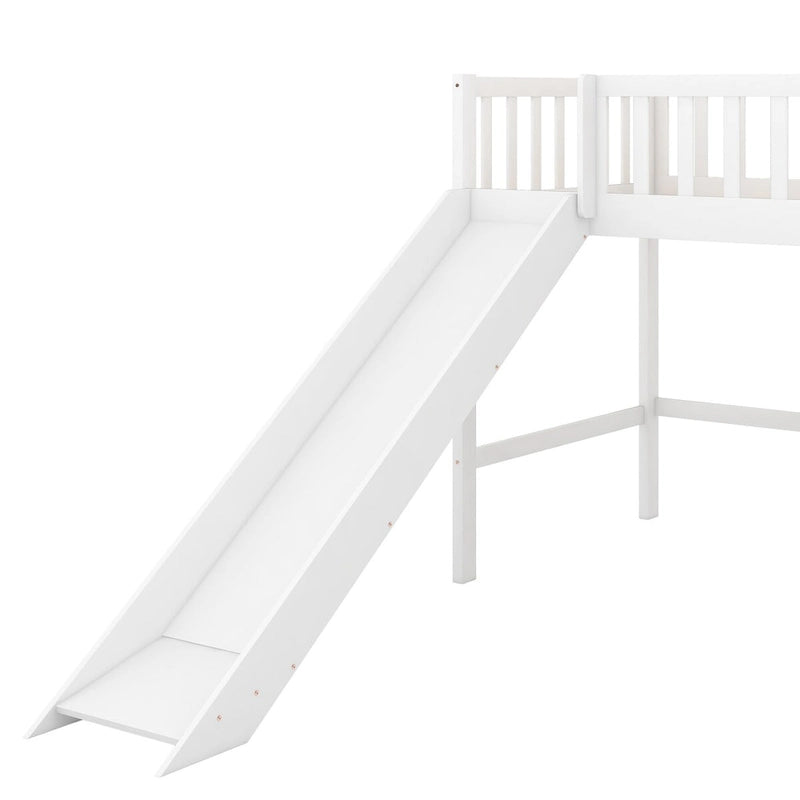 Low Loft Bed with Ladder and Slide