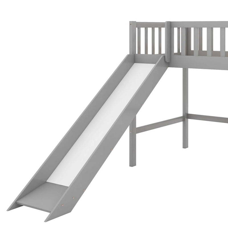Low Loft Bed with Ladder and Slide