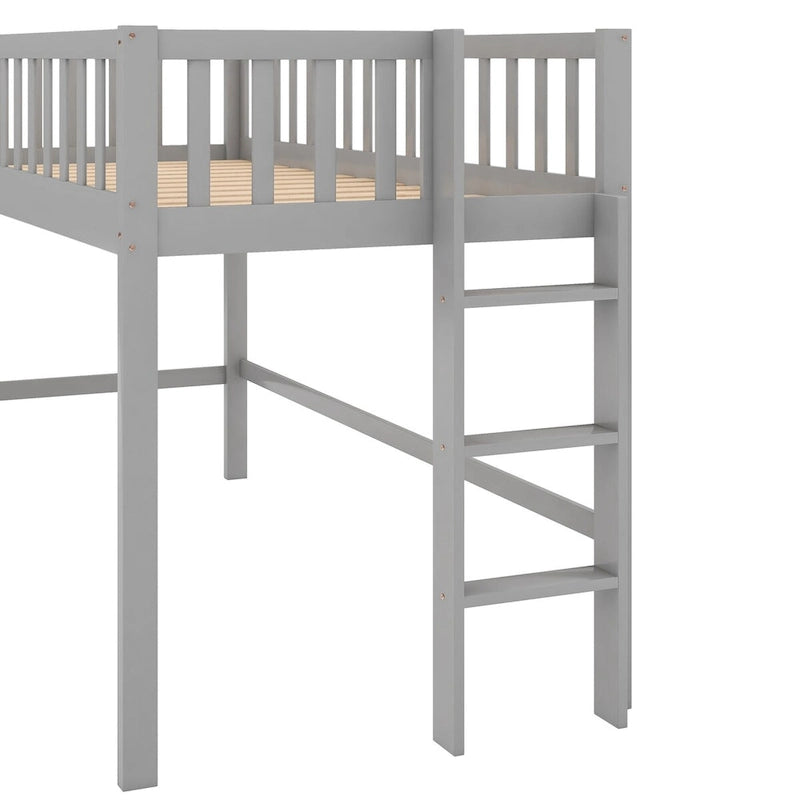 Low Loft Bed with Ladder and Slide