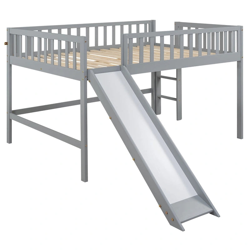 Low Loft Bed with Ladder and Slide