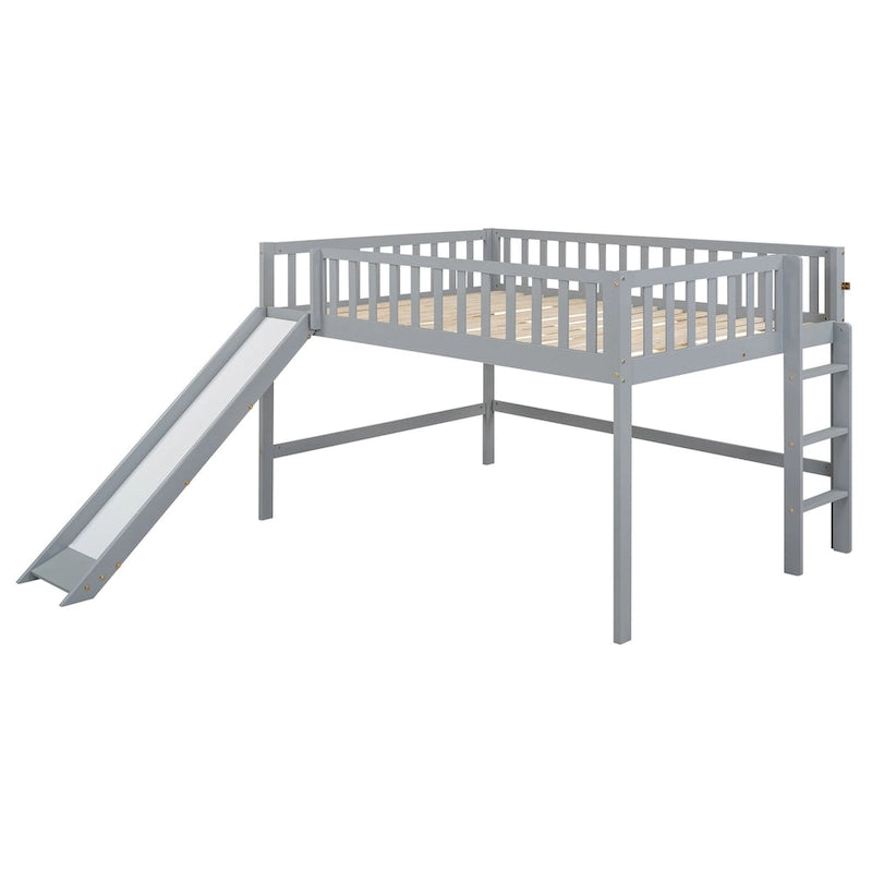 Low Loft Bed with Ladder and Slide