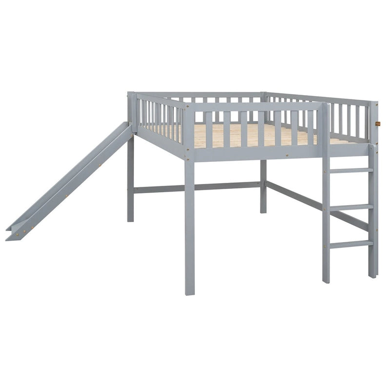 Low Loft Bed with Ladder and Slide