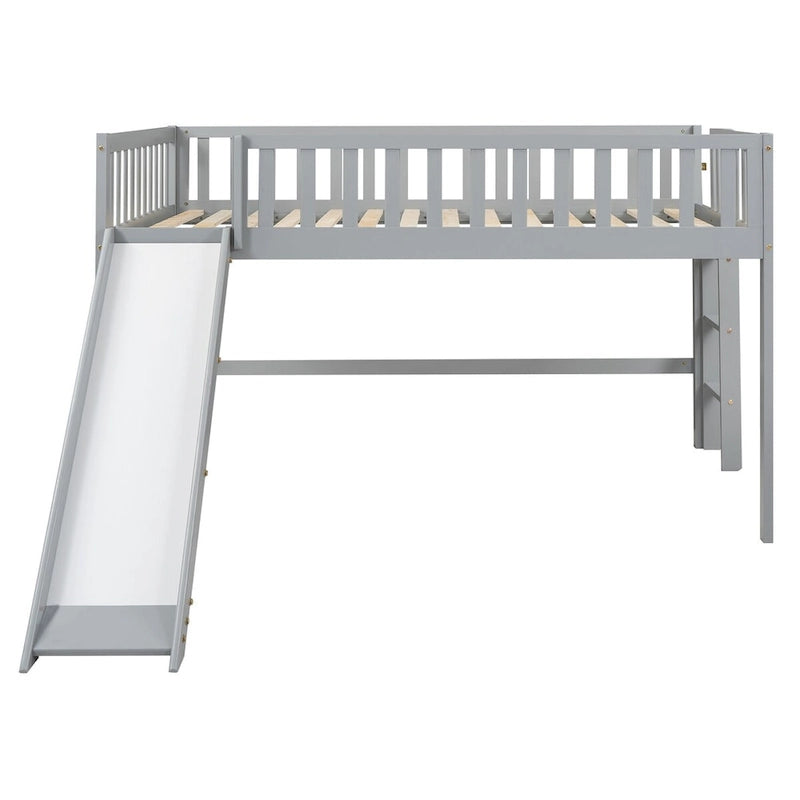 Low Loft Bed with Ladder and Slide