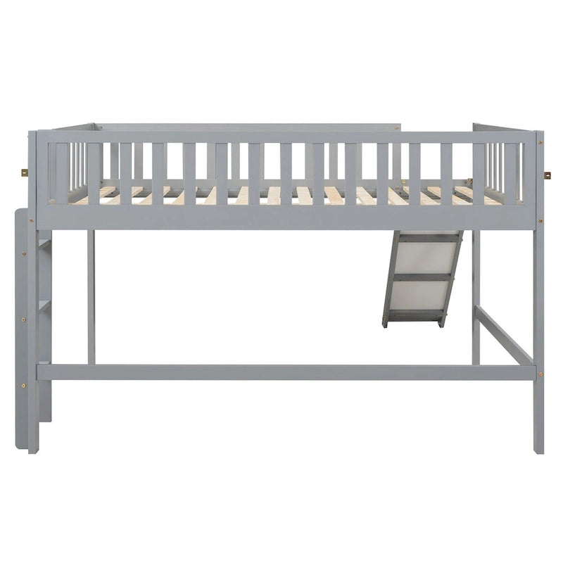 Low Loft Bed with Ladder and Slide