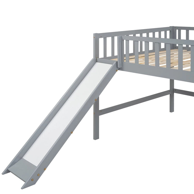 Low Loft Bed with Ladder and Slide