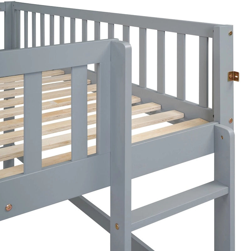 Low Loft Bed with Ladder and Slide