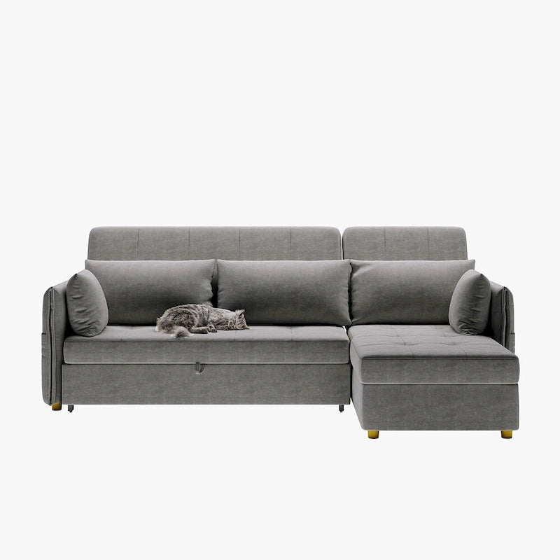 98.43 Modern Minimalist L Shape Sofa BedAnti-scratch and Water-proof, Solid Wood Frame