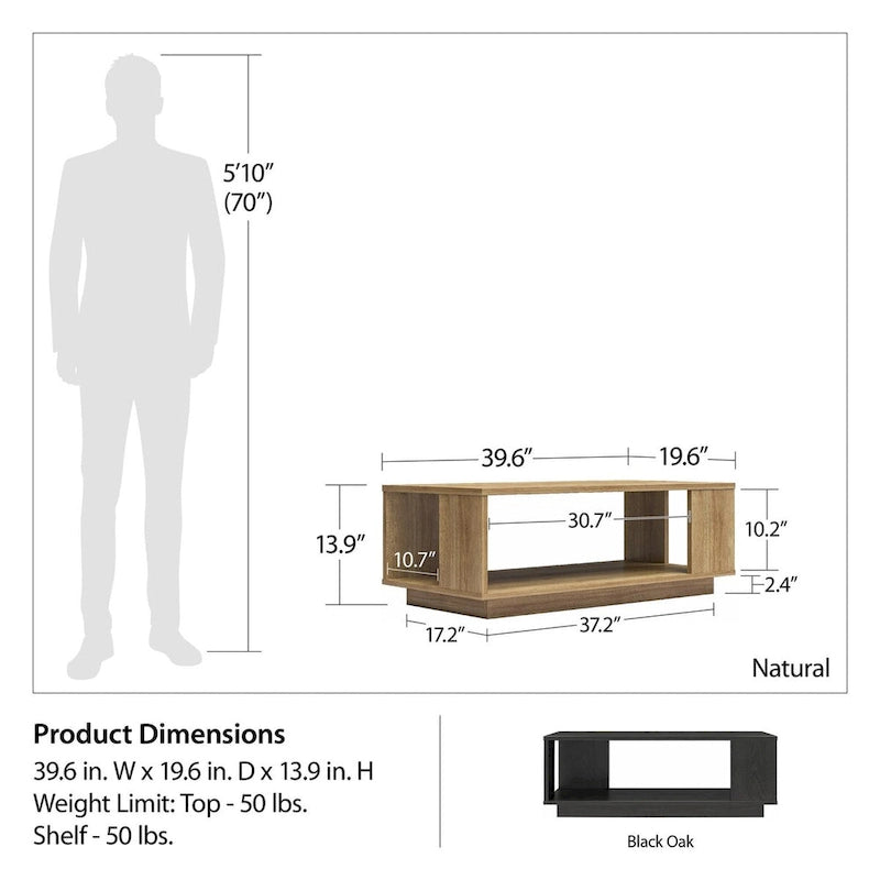 Ameriwood Home Novaris Contemporary Rectangle Coffee Table