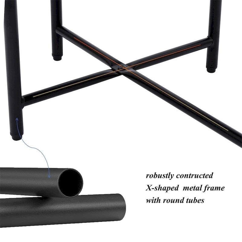 2-tier Modern Round End Table with Wood Storage Shelf