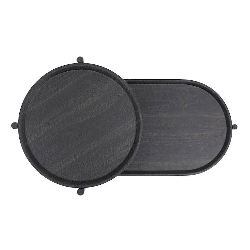 2-tier Modern Round End Table with Wood Storage Shelf
