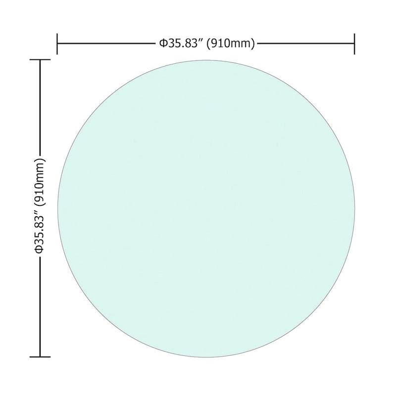 36 Inch Round Tempered Glass Table Top Clear Glass 1/4 Inch Thick Flat Polished Edge