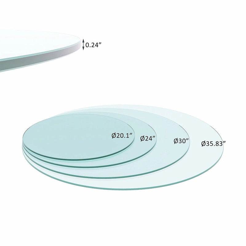 36 Inch Round Tempered Glass Table Top Clear Glass 1/4 Inch Thick Flat Polished Edge