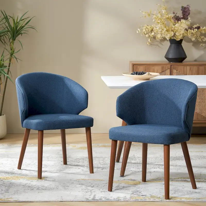 Nina Mid-Century Modern Dining Chair with Wing Back Solid Wood Legs Set of 2 by HULALA HOME