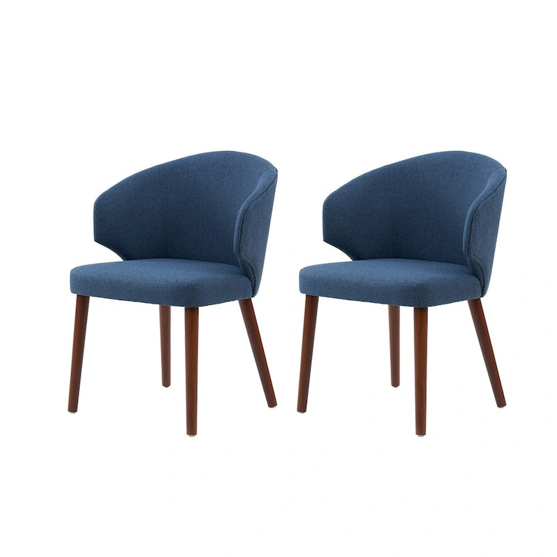 Nina Mid-Century Modern Dining Chair with Wing Back Solid Wood Legs Set of 2 by HULALA HOME