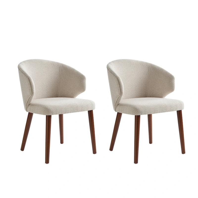 Nina Mid-Century Modern Dining Chair with Wing Back Solid Wood Legs Set of 2 by HULALA HOME